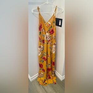 NWOT Targets Xhilaration Yellow Floral Print Jumpsuit